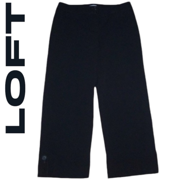 LOFT Pants - LOFT (28x24) Black Marisa Cropped Crop Black Cuffed Pants - Size 0
